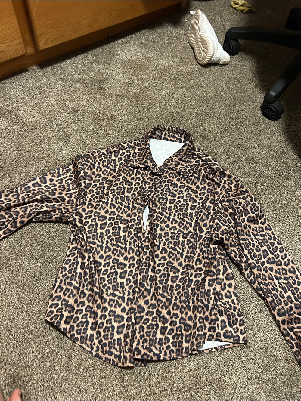 SHEIN Leopard Print Button-Down Shirt - Brown/Black